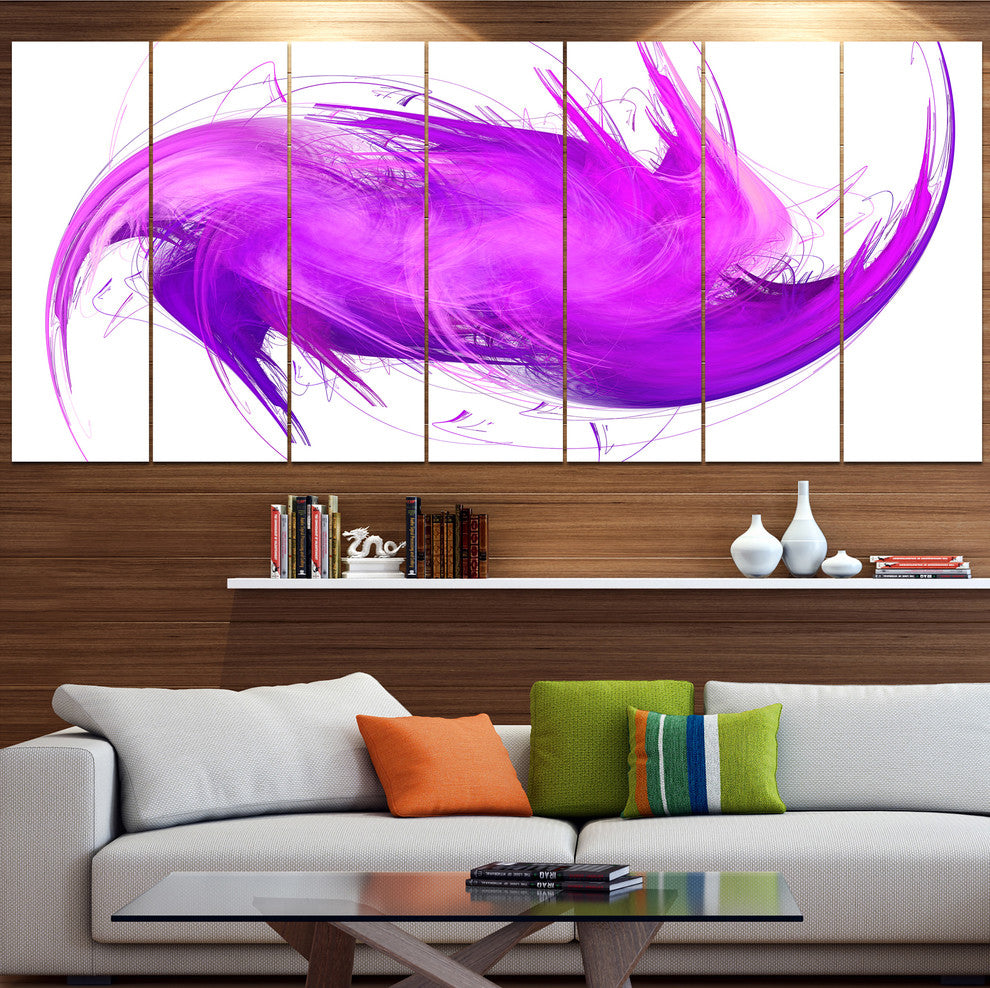 Abstract Purple Fractal Pattern, Abstract Wall Art Canvas, 83"x32", 7 Panels