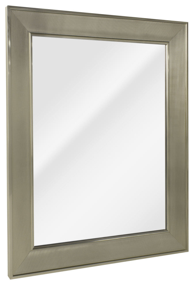 Head West Brushed Nickel Pave Textured Framed Wall Mirror - 25" x 31"