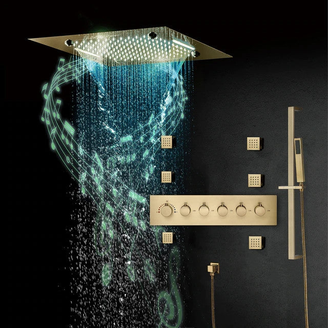 Led Musical Shower System With Hand Shower, Style 4 - Phone Control