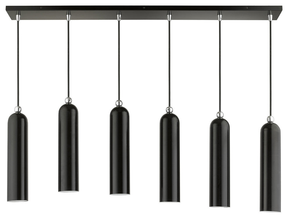Shiny Black Mid Century Modern, Urban, Scandinavian Linear Pendant