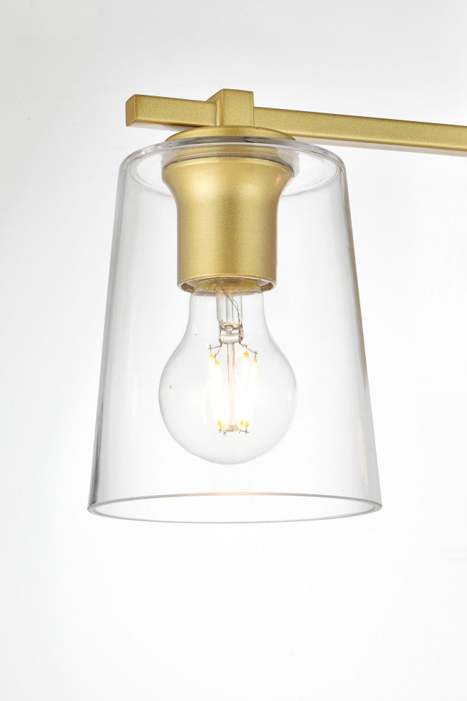 4 Light Brass And Clear Bath Sconce