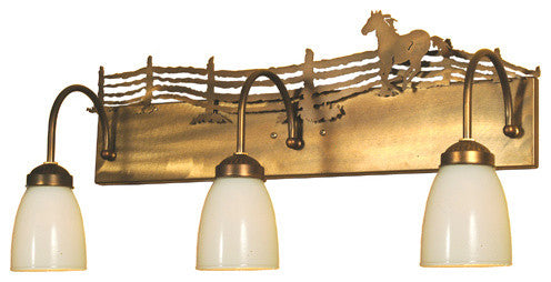 27 Wide Running Horses 3 LT Vanity Light