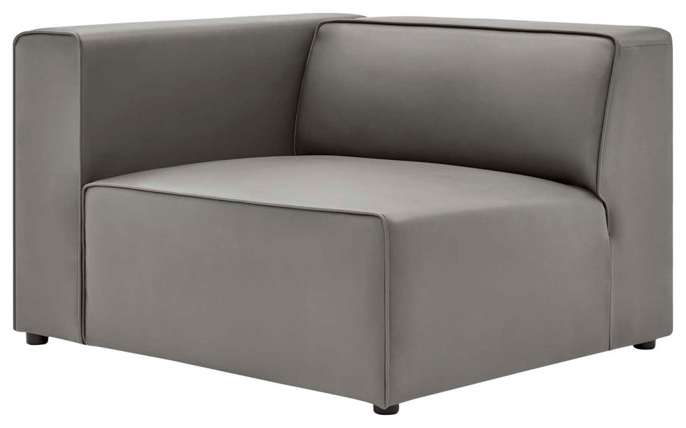 Sectional Sofa Set, Faux Vegan Leather, Gray, Modern, Lounge Hospitality