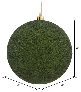 Vickerman 6" Moss Green Glitter Ball Ornament, 4 per Bag