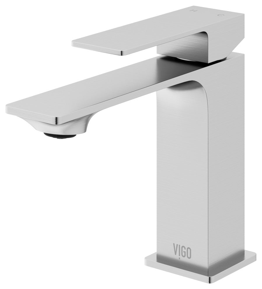 VIGO Dunn 6" H Single Handle Single Hole Bathroom Faucet, Brushed Nickel, Without Extras