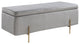 Emma Velvet Storage Bench With Metal Legs, Gray