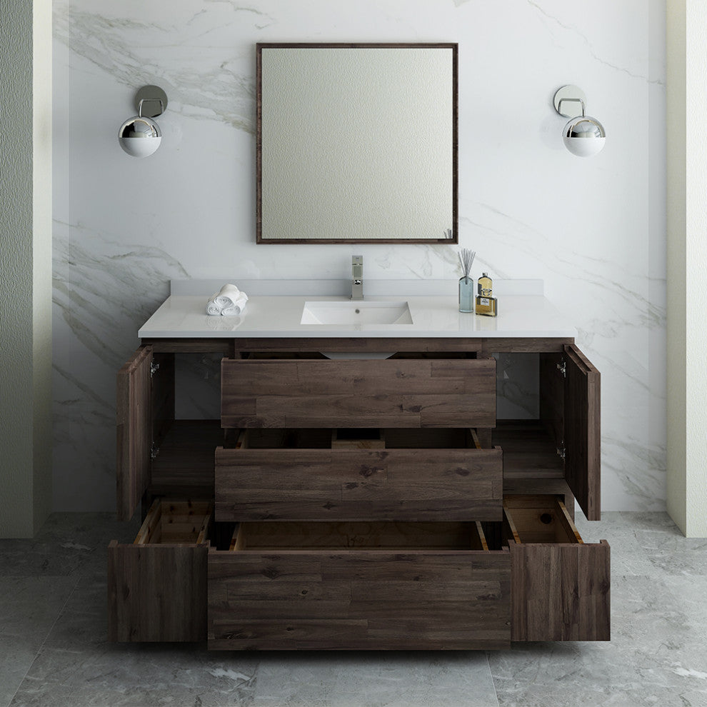 Formosa Floor Standing Modern Bathroom Vanity With Mirror, 60"
