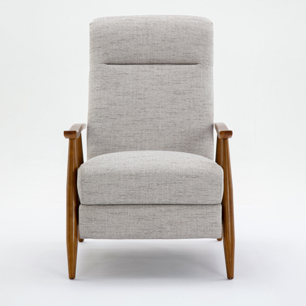 Terni Wood Arm Push Back Recliner, Performance Fabric, Sea Oat