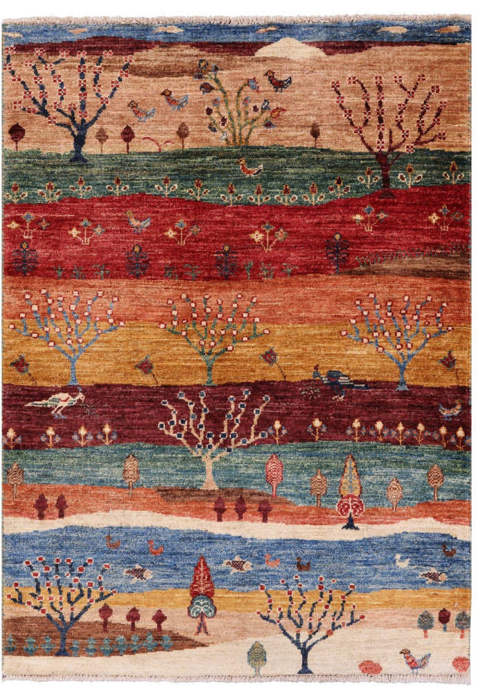 2' 10" X 4' 1" Handmade Tribal Persian Gabbeh Wool Rug Q10712