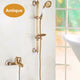 Sassari Wall Mounted Gold Brass Shower Set With Soap Dish, Antique