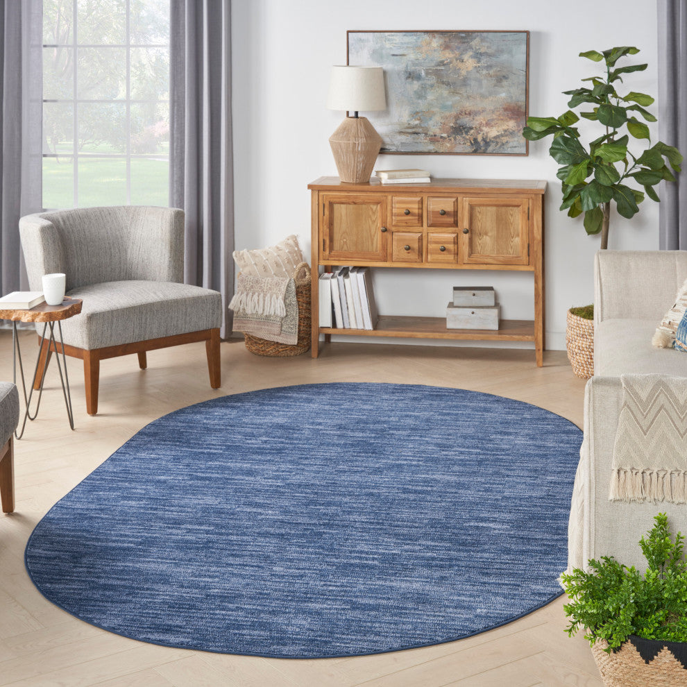 Nourison Nourison Essentials 6' x 9' Oval Navy Blue Outdoor Rug