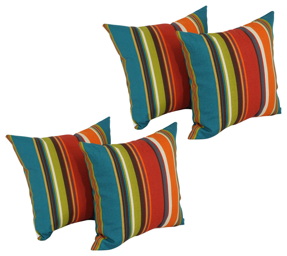 17" Square Solid Polyester Outdoor Throw Pillows, Set of 4, Westport Teal