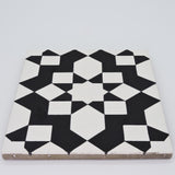 8"x8" Affos Handmade Cement Tile, White,Black, Set of 12