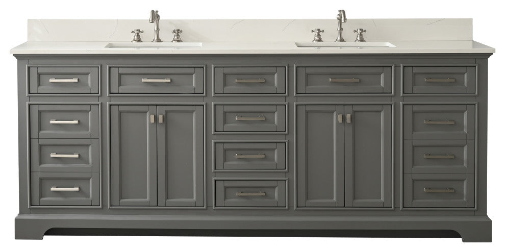 Milano 84" Gray Double Rectangular Sink Vanity