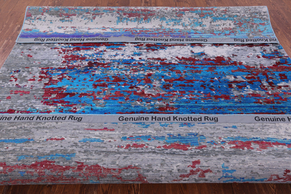 8' 1" X 10' 0" Handmade Wool & Silk Abstract Rug - Q13499