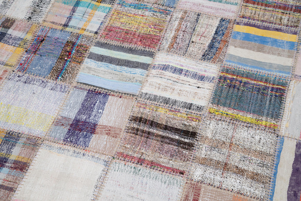 Rug N Carpet - Handmade Turkish 6' 5'' x 9' 9'' Contemporary Patchwork Kilim Rug