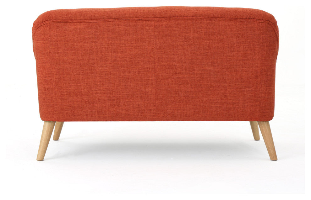 GDF Studio Mia Mid-Century Modern Fabric Loveseat, Muted Orange