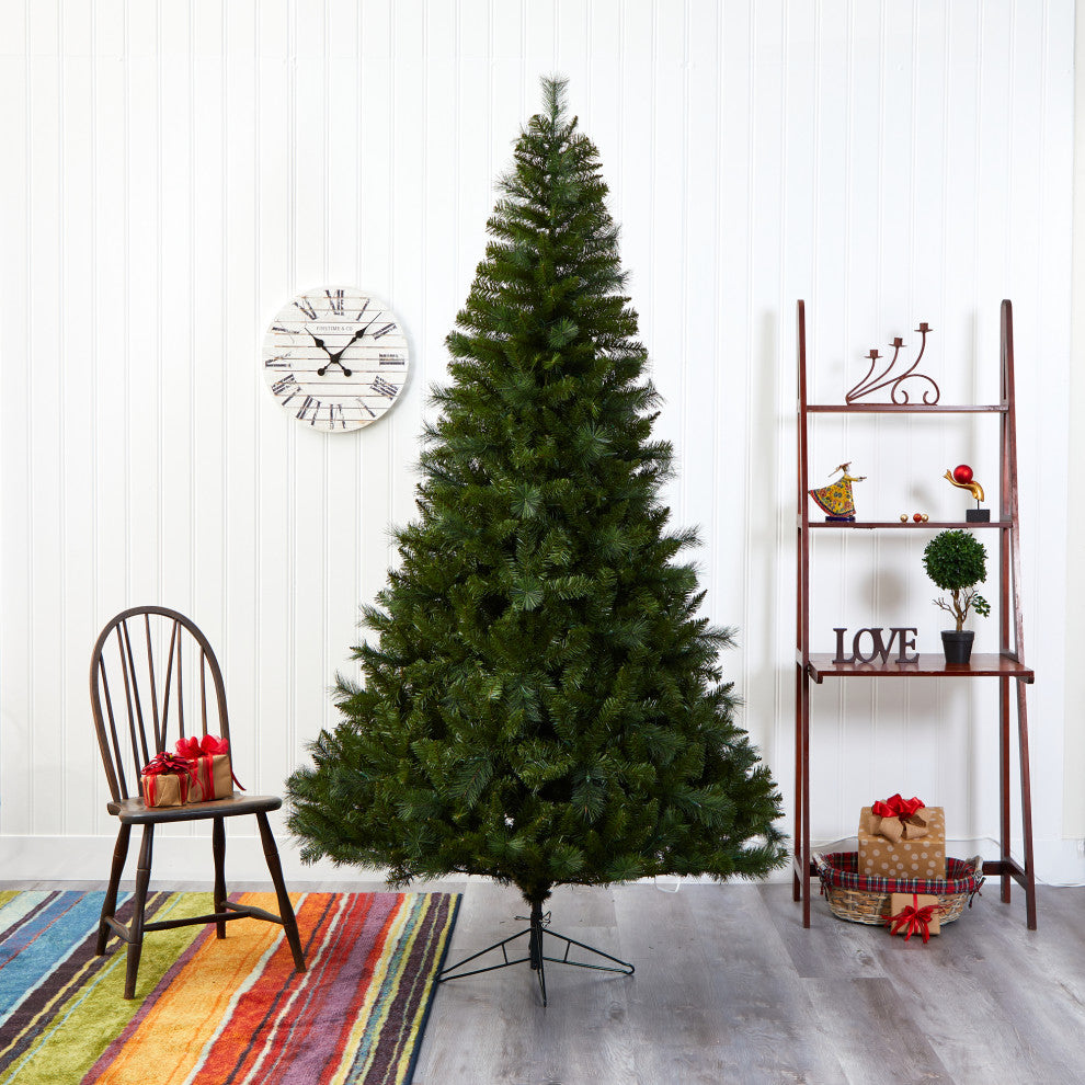 7.5' Mount Hood Spruce Faux Xmas Tree W/450 White Lights & Bendable Branches