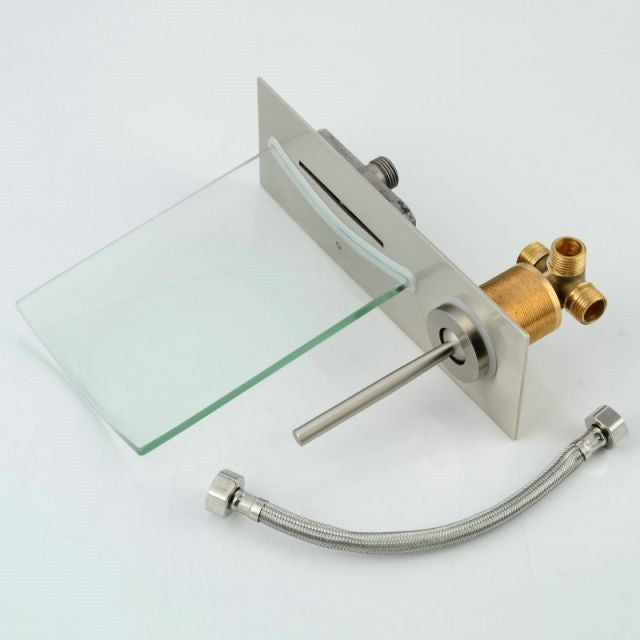 Lima Wall Mount Waterfall Brushed Nickel Bathroom Faucet Faucet
