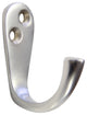 RCH Decorative Brass Wall Hook, 1.6 Inch, Various Finishes, Satin Chrome, 1.6 In