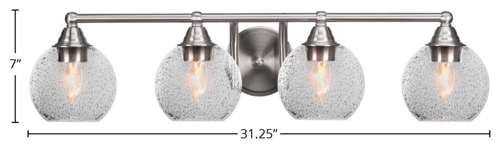 Paramount 4-Light Bath Bar, Brushed Nickel, 5.75" Smoke Bubble Glass