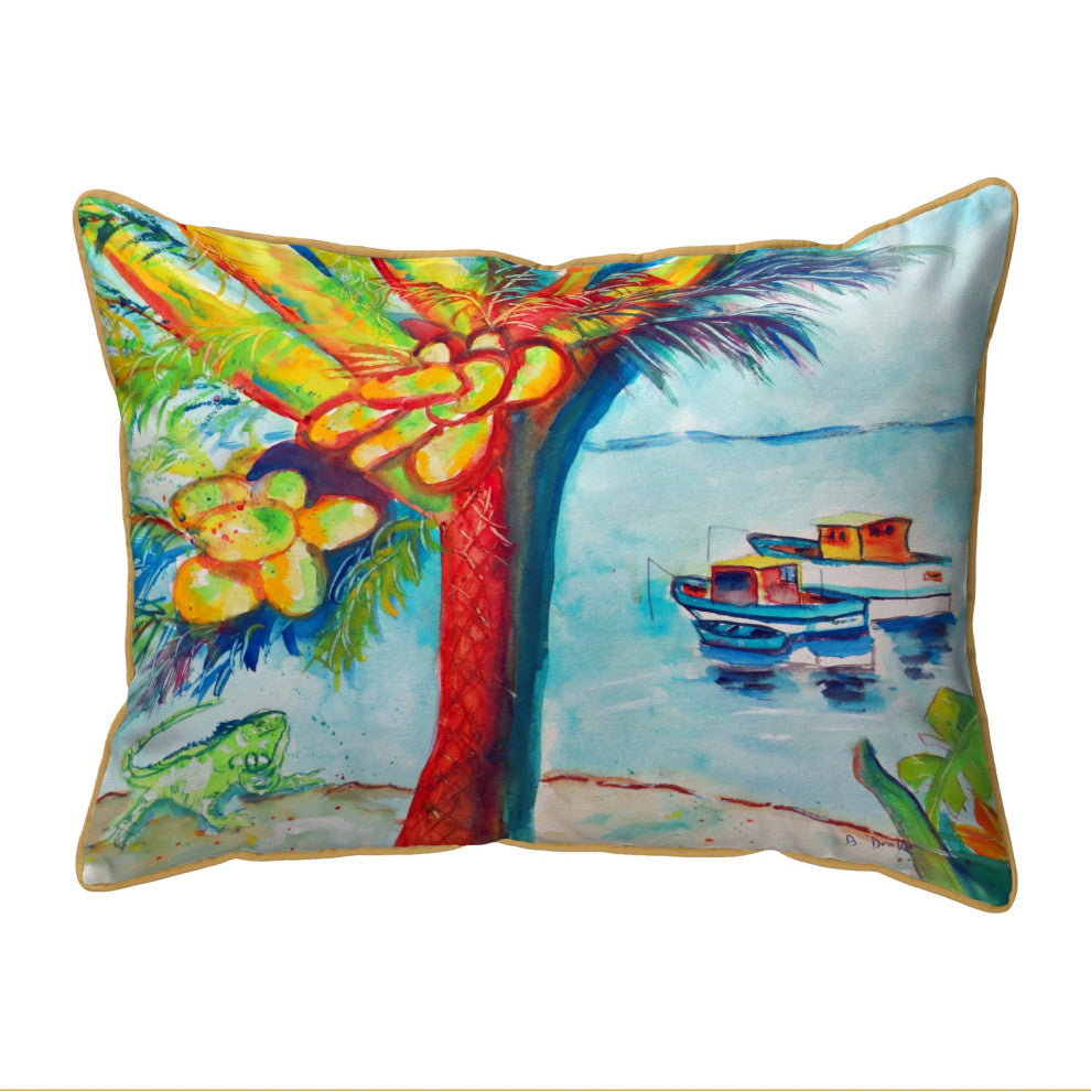 Betsy Drake Cocoa Nuts & Boats Large Indoor/Outdoor Pillow 18x18