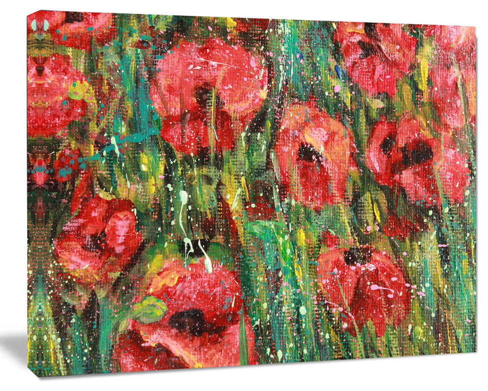 Red Poppies Watercolor Drawing, Extra Large Floral Wall Art, 60"x28"