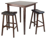 3-Piece Kingsgate High/Pub Dining Table With Cushioned Saddle Stool