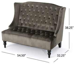 GDF Studio Leona Traditional High Back Tufted Winged Fabric Loveseat, Gray