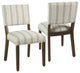 HomePop 34.8" Fabric Dining Chairs with Stripe Pattern in White/Black (Set of 2)