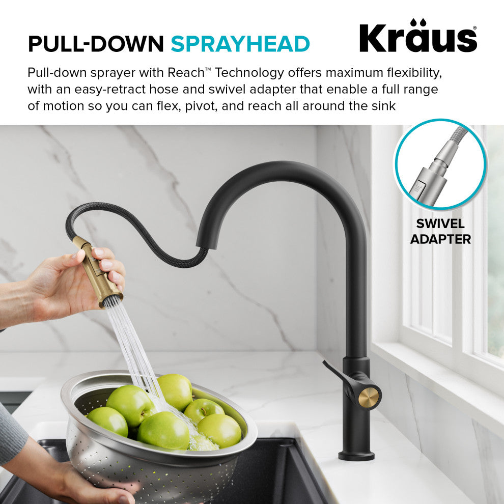 KRAUS Torak 2-Function Single Handle Pull Down Kitchen Faucet MB