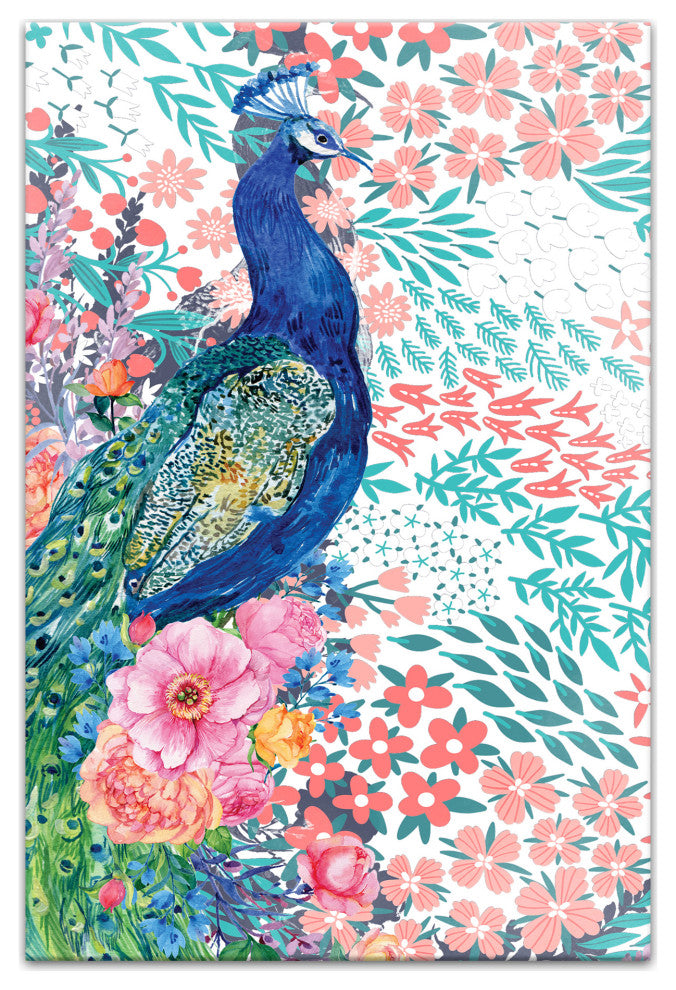 Watercolor Peacock 12x18 Canvas Wall Art