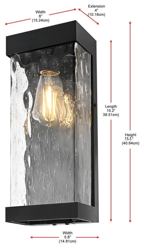 Home Living 16" Outdoor Wall Sconce, Black
