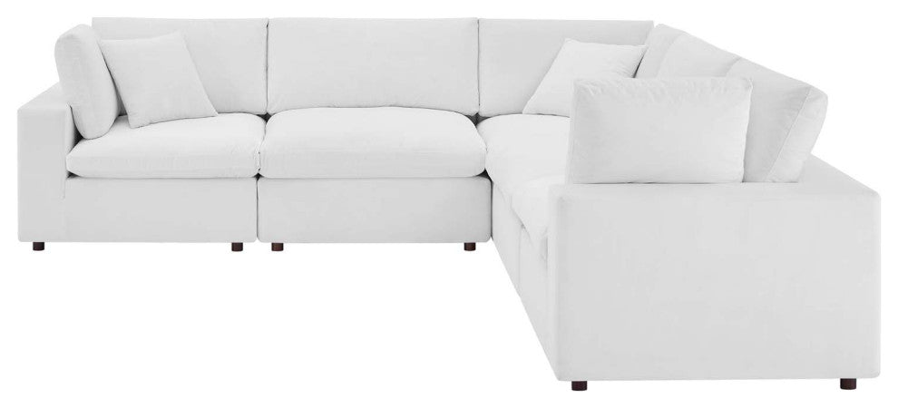 Sectional Sofa Set, Velvet, White, Modern, Living Lounge Hotel Lobby Hospitality
