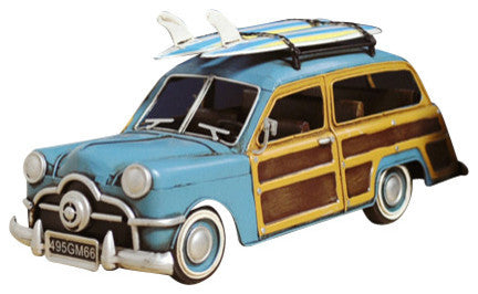 1949 Green Ford Wagon Car WithTwo Surfboards Iron Model