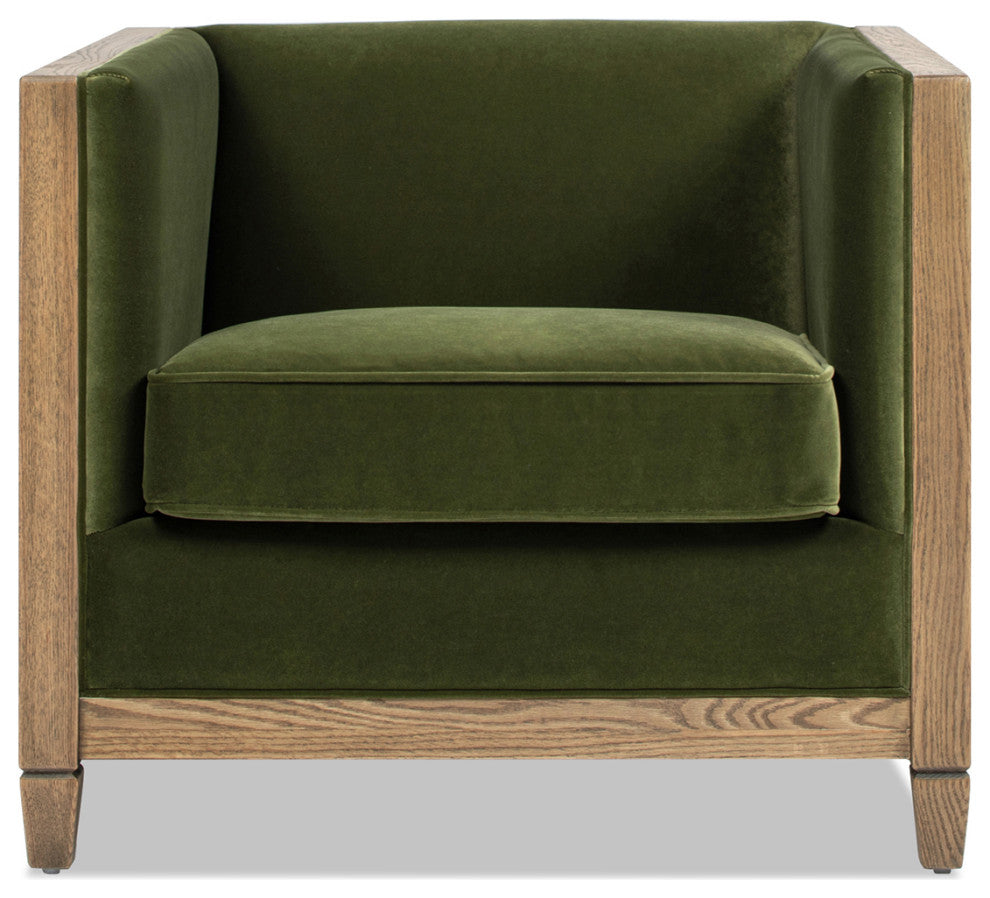 Georgia 34" Cane Rattan Tuxedo Armchair, Olive Green