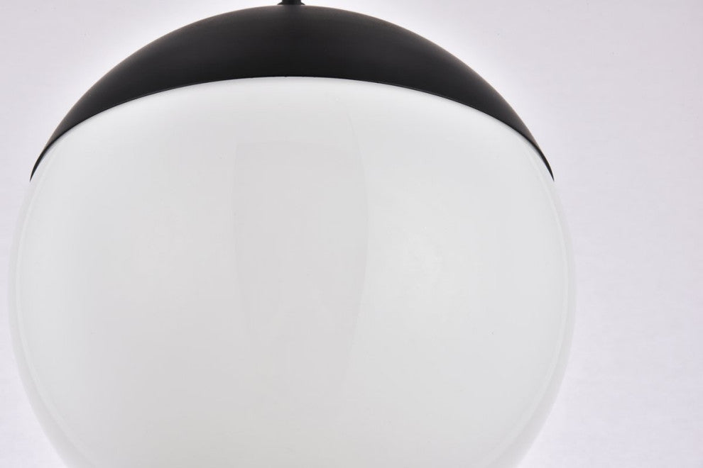 Elsa 1-Light Black Plug-In Pendant With Frosted White Glass