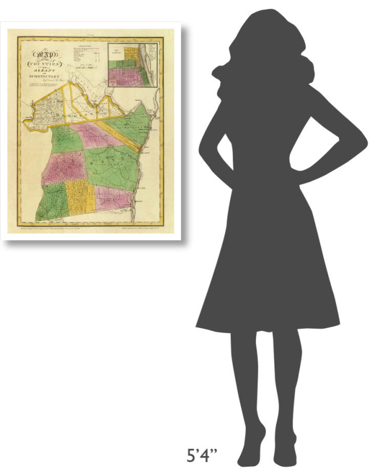 "New York - Albany, Schenectady counties, 1829" Print by David H. Burr, 26"x32"