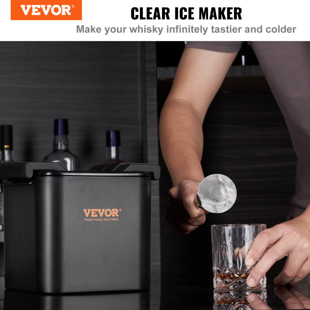 VEVOR Ice Ball Maker Black Round Silicon Ice Cube Ball Maker Tray 2 Large Sphere