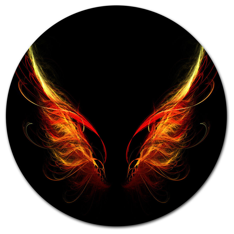 Hell Wings On Black Background, Abstract Disc Metal Wall Art, 11"