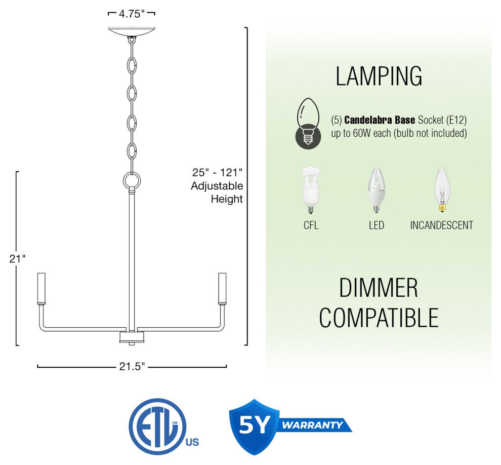 Kira Home Camille 22" Chandelier, Adjustable Hanging Height, Brushed Nickel