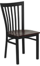 Dyersburg Metal Chair Black School House Back, Mahogany Wood Seat