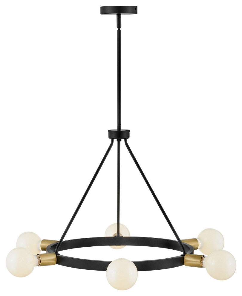 Lark Orla 36" Medium Single Tier Chandelier, Black + Lacquered Brass