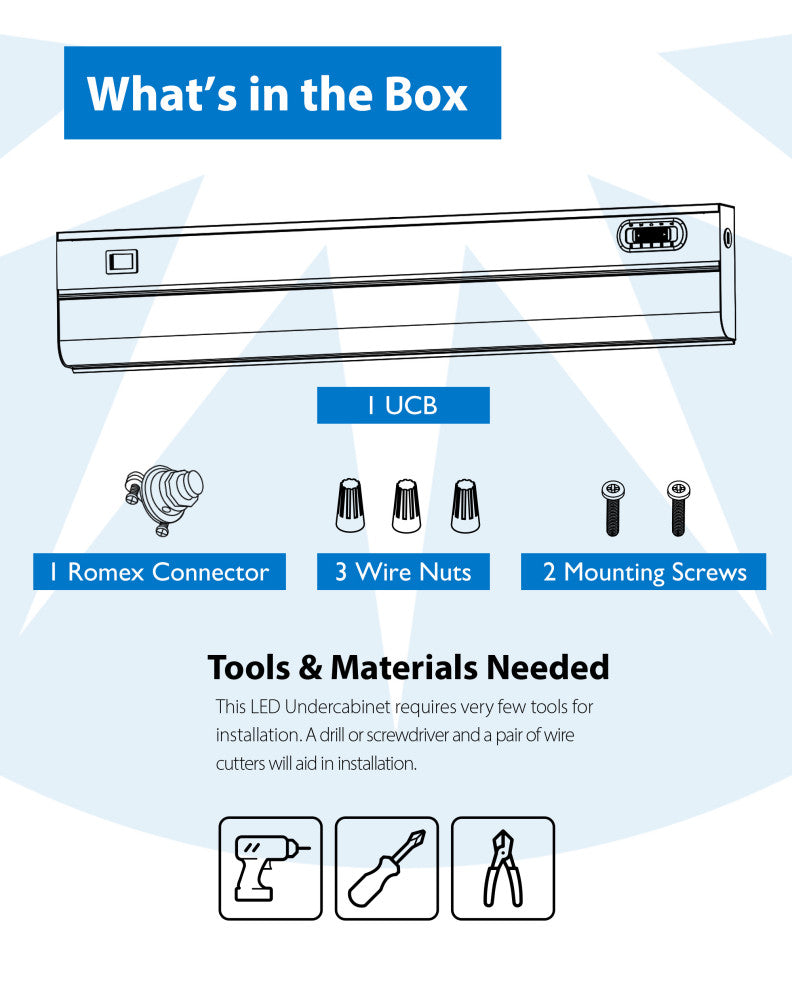 UCB Series Selectable LED Under Cabinet Light, 33", On/Off Switch