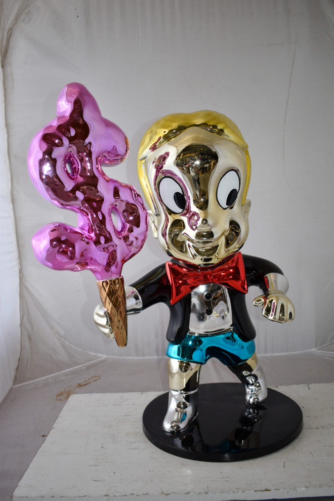 Cartoon Monopoly Boy with Money Cotton Candy Resin Statue Size: 15" x 24" x 31