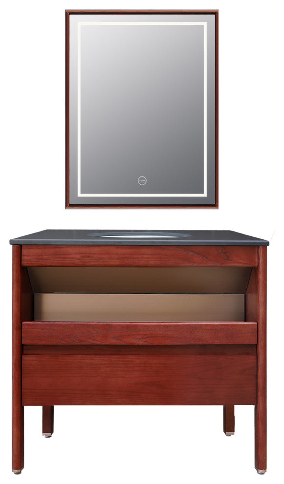 Freestanding Bath Vanity Set with Engineered Stone Top with Mirror, 36''