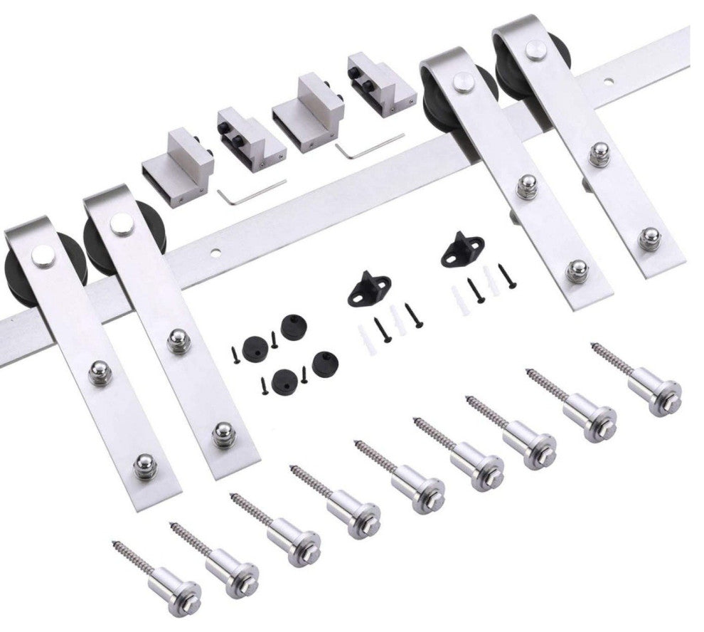 Sturdy Double Barn Door 72 x 84 | Planum 2132 White Silk  | 13FT