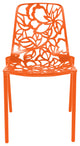 LeisureMod Devon Modern Outdoor Stackable Aluminum Dining Chair, Set of 4, Orange