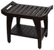 HomeRoots Contemporary Teak Shower Bench With Shelf and Handles, Brown Finish