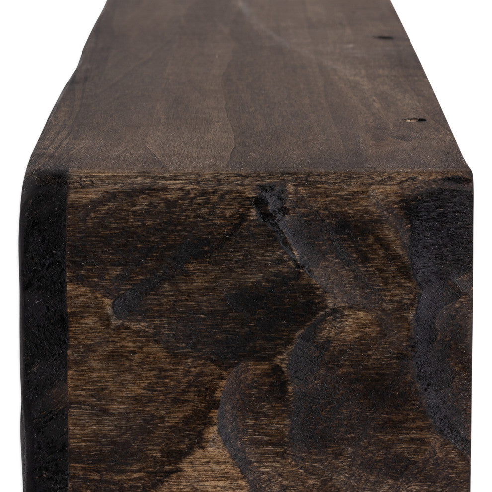 Rough Hewn Fireplace Shelf Mantel, Dark Chocolate Oak, 72"